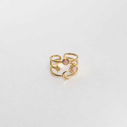  Bague Davina rose, en acier inoxydable doré et argenté, disponible à Paris.