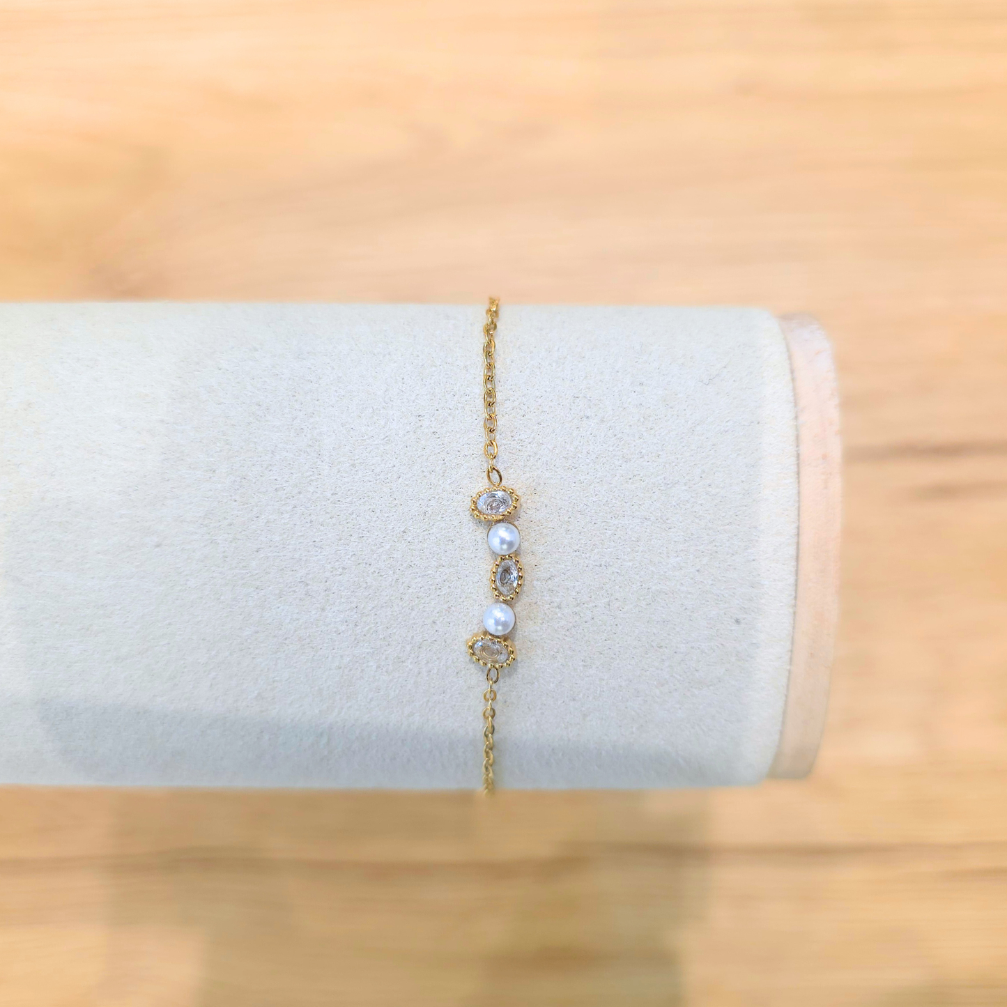 Bracelet Elodie | Zircon | Perle