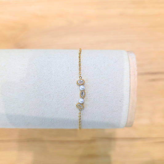 Bracelet Elodie | Zircon | Perle